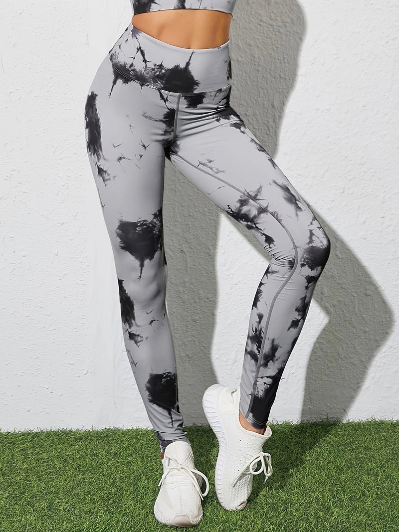 New Style Tie-Dye High-Waisted Hip-Lifting Tight-Fitting Women'S Sports Fitness Pants Quick-Drying Running Yoga Pants - Image 1